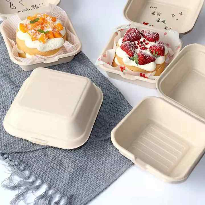 Eco-friendly biodegradable clamshell Hamburger box sugarcane