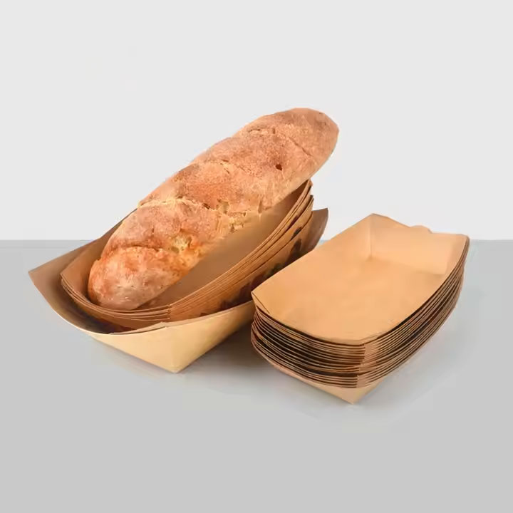 Wholesale Ship Type Sushi Container Snack 6Oz Boat Shape Tray For Restaurant Kraft Paper Hot Dog Box