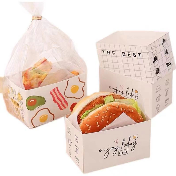 Disposable Biodegradable Kraft Paper Take Away Reusable Hamburger Box