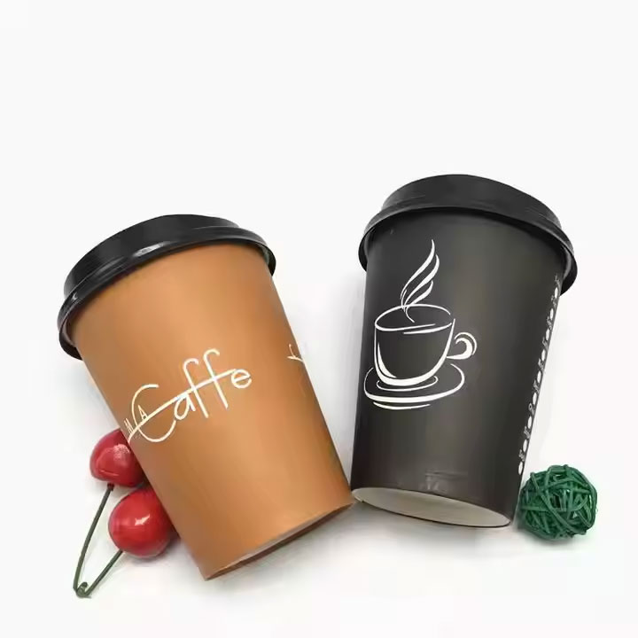 Custom Printed Logo Disposable 6oz 8oz 9oz 10oz 14 Oz 16oz Double Ripple Wall Hot Stamping Coffee Paper Cup With Lid No reviews yet