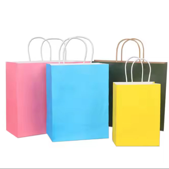 Wholesale Colorful Kraft Gift Craft Shopping Paper Bag With Your Own Logo