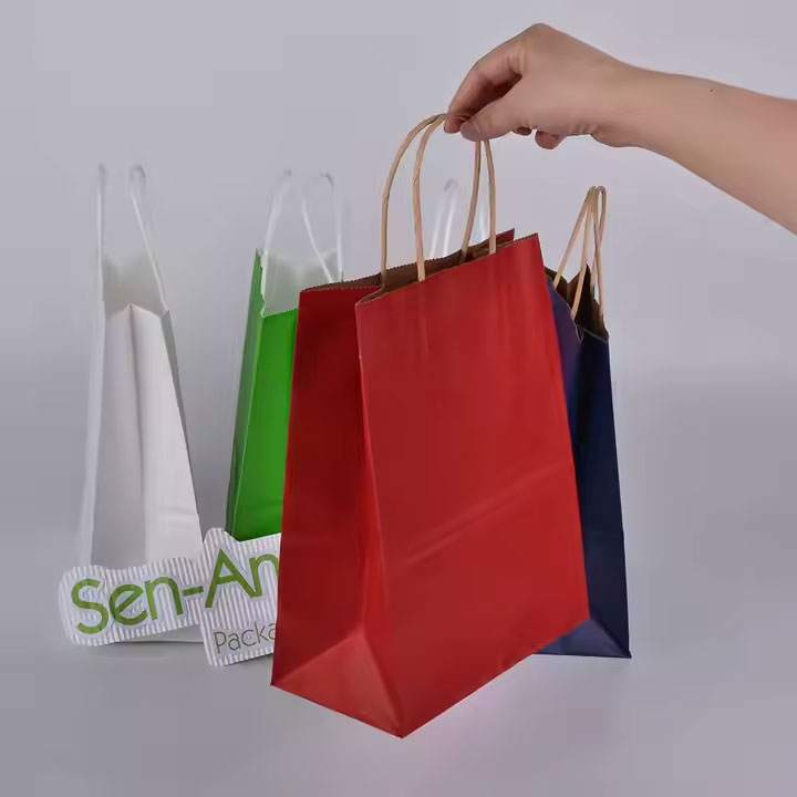 Hot Selling Wholesale Promotion Eco Friendly Custom Print Shopping Logo White 10 5 13 Twist Kraft Paper Bag